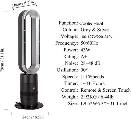 Ventilador de torre de energia de 35W para fluxo de ar consistente e função de balanço em casa portátil