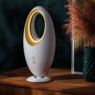 Ventilador elétrico silencioso automático mini carregamento 2 em 1 Ventilador de mesa sem lâmina com luz