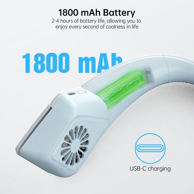 Ventilador USB recarregável de pescoço com bateria 18650 1800mAh e design sem lâmina