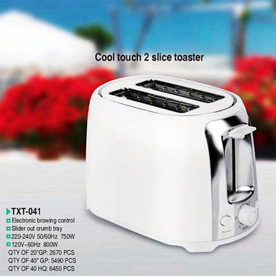 Torradeira de aço inoxidável de 750W com toque frio e controle de temporizador mecânico