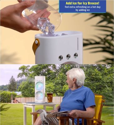 6 Vane giratório USB Linha de alimentação ventilador de pulverização de duas extremidades para escritório doméstico recarregável