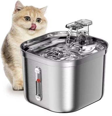 Dispensador automático de água para animais de estimação de aço inoxidável de 2,2 litros quadrados Água limpa e circulação