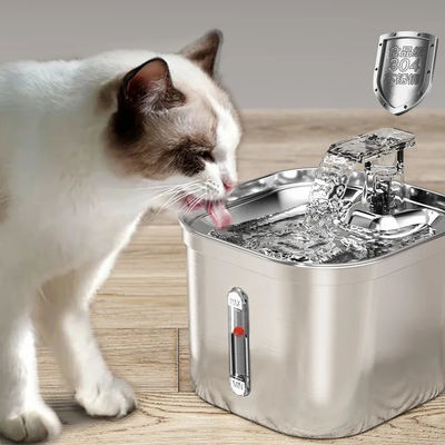 Dispensador automático de água para animais de estimação de aço inoxidável de 2,2 litros quadrados Água limpa e circulação