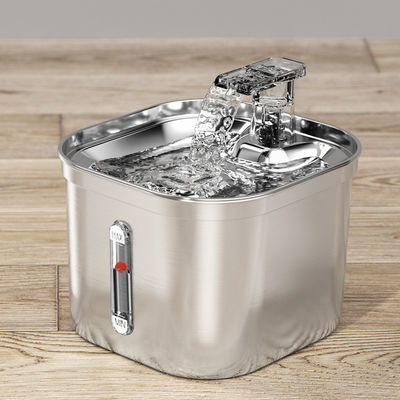 Dispensador automático de água para animais de estimação de aço inoxidável de 2,2 litros quadrados Água limpa e circulação