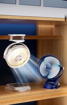 Ventiladores portáteis recarregáveis USB de 6 polegadas com luz noturna 720 Ventilador de clipe pessoal giratório para escritório em casa