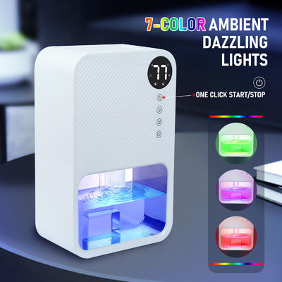 Desumidificador Mini Inteligente com tanque de água de 1100 ml e 7 luzes coloridas para conforto doméstico