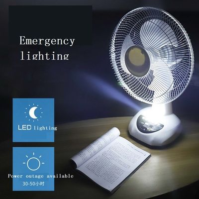 Ventilador solar recarregável de 12 polegadas com bateria e 2 lâmpadas LED Solução sustentável