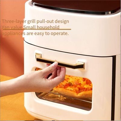 NO App-Control 1400W aço inoxidável frigorífico de ar forno torradeira com janela visível