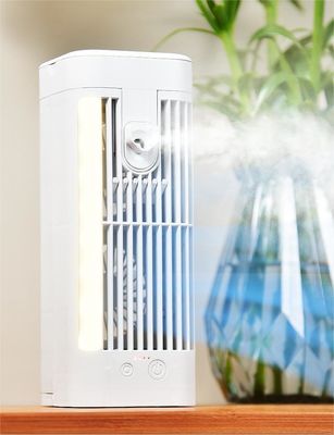 Ventilador de ar frio portátil de escritório com luz noturna e altura ajustável