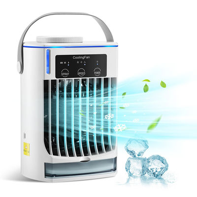 Mini condicionador de ar portátil dobrável com humidificador de pulverização e ventilador de resfriamento por água USB