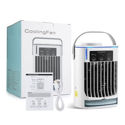Mini condicionador de ar portátil dobrável com humidificador de pulverização e ventilador de resfriamento por água USB