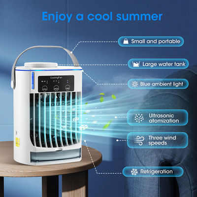 Mini condicionador de ar portátil dobrável com humidificador de pulverização e ventilador de resfriamento por água USB