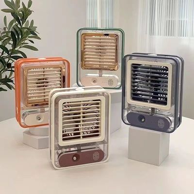 USB Recarregável 420g Stand de mesa de escritório Air Cooler Climatizador com luz LED