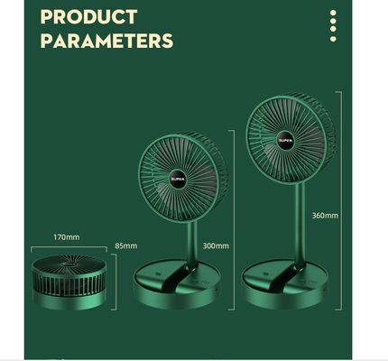 Ventilador com bateria USB Telescópica dobrável para hotel 2000mah Ventilador de arrefecimento de ar com bateria 3 Velocidades de escolha