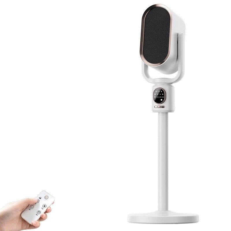 Aquecedor de mesa de pé com cabeça trêmula e controle remoto para fluxo de ar de inverno a verão