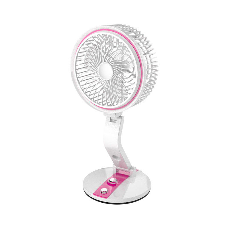 Mesa recarregável vermelha Espaço pessoal USB Mini Ventilador portátil com luz LED para escritório em casa