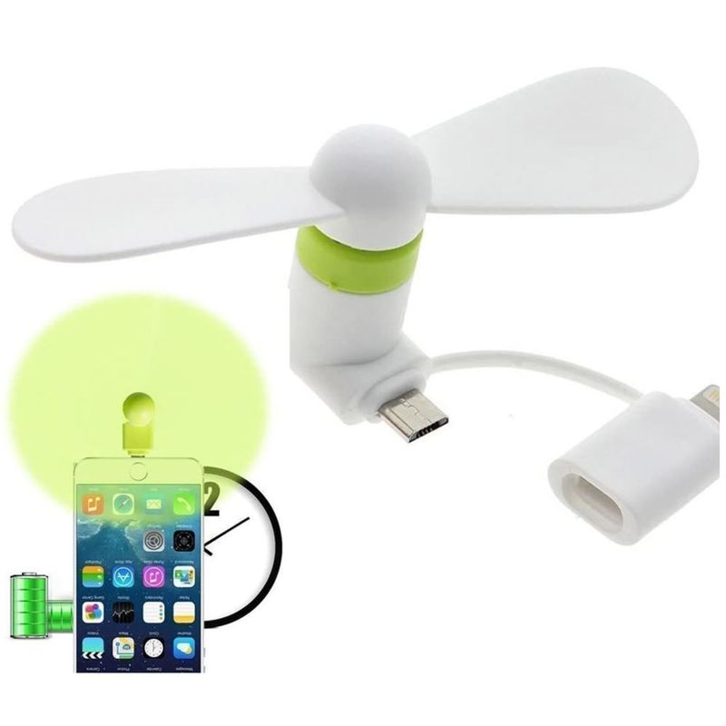 Ventilador de telefone móvel portátil dobrável TPE ABS Material 2 em 1 para iPhone Android