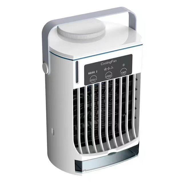 Mini condicionador de ar portátil dobrável com humidificador de pulverização e ventilador de resfriamento por água USB