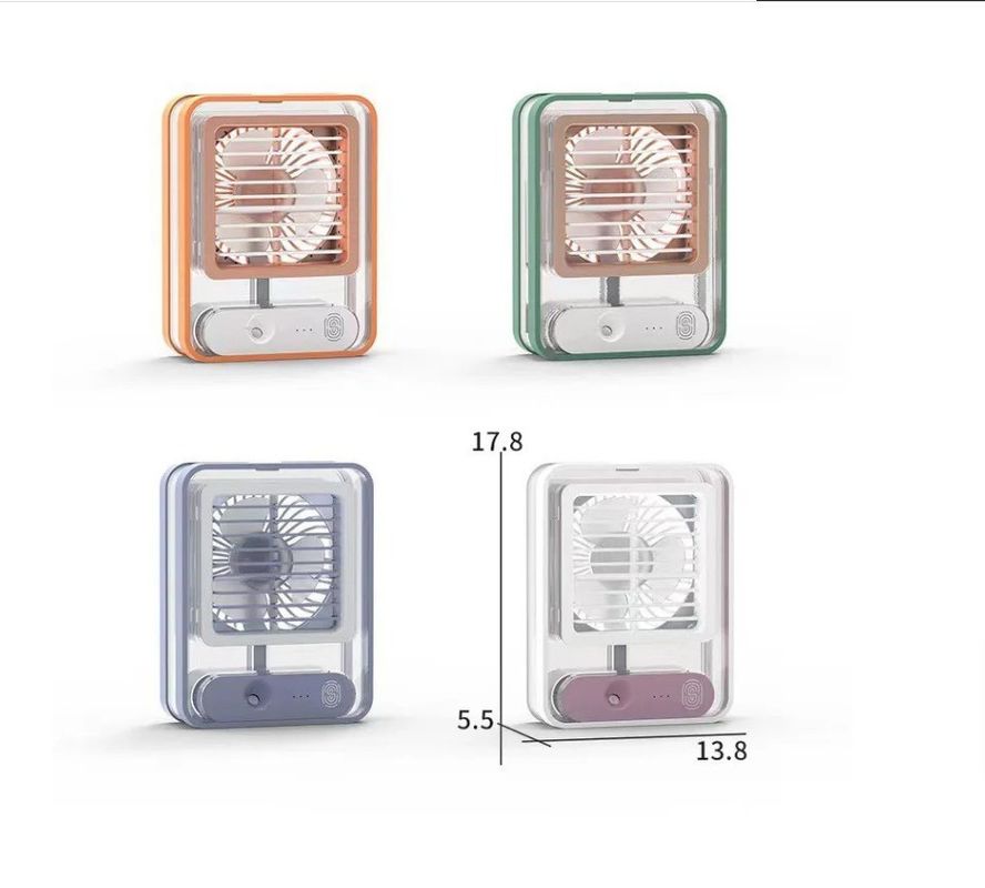 Mini ventilador de luz noturna USB carregamento ventilador de arrefecimento de ar com função de pulverização e peso de 420g